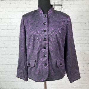 (4/$20) Studio Works Petite Oriental Style Purple Blazer M